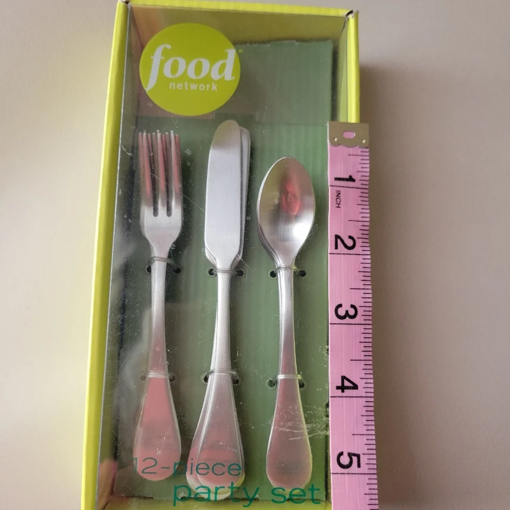 Food Network Silver Flatware Set for Entertaining ~ Cocktail Demitasse NWT 12 pc